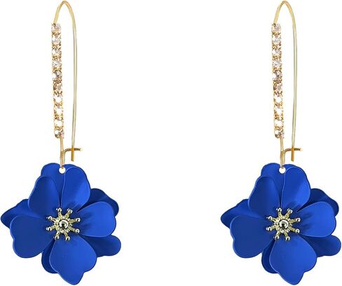 Rhinestone Crystal Floral Dangle Drop Earrings for Women Long Sparkling Bridal Wedding Party Jewelry Vintage Statement Earrings in Saudi Arabia