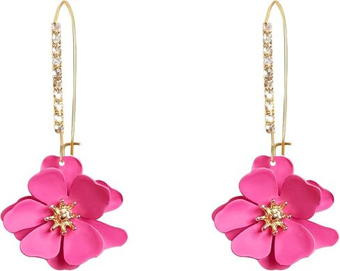 Rhinestone Crystal Floral Dangle Drop Earrings for Women Long Sparkling Bridal Wedding Party Jewelry Vintage Statement Earrings in Kuwait