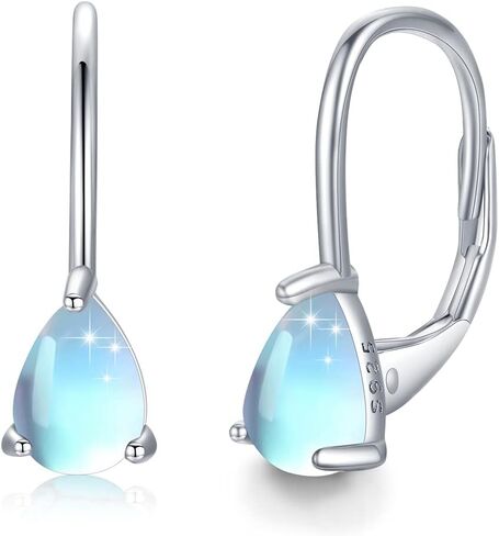 TUGHRA Leverback Earrings for Women 925 Sterling Silver Moonstone/Turquoise Jewelry Gifts Teardrop Hoops Hypoallergenic Earrings for Sensitive Ears in Saudi Arabia