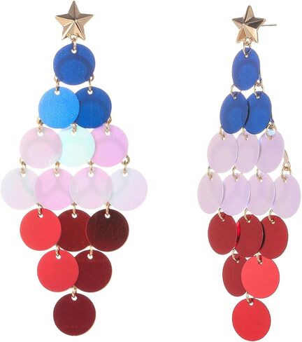 4th of July Earrings for Women | Firework Earrings | Stars and Stripes Earrings USA Lightweight Dangle Red White Blue American Flag Earrings | Independence Day Earrings in Saudi Arabia