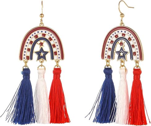 4th of July Earrings for Women | Firework Earrings | Stars and Stripes Earrings USA Lightweight Dangle Red White Blue American Flag Earrings | Independence Day Earrings in Saudi Arabia