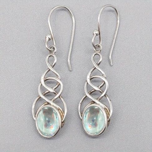 Elegant Intertwined Lines Synthetic Moonstone Drop Earrings for Women Party Wedding Temperament Jewelry in Kuwait