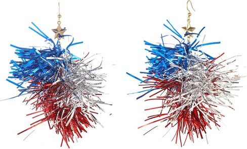 4th of July Earrings for Women | Firework Earrings | Stars and Stripes Earrings USA Lightweight Dangle Red White Blue American Flag Earrings | Independence Day Earrings in Saudi Arabia