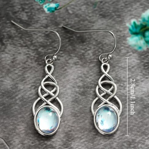 Elegant Intertwined Lines Synthetic Moonstone Drop Earrings for Women Party Wedding Temperament Jewelry in Kuwait