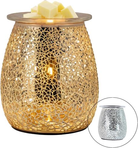 Electric Wax Warmer,Electric Wax Melt Warmer,Blue Green Gradient Mosaic Leaf Pattern for Home Office Gifts & Decor (Blue Green Gradient Mosaic) in Saudi Arabia