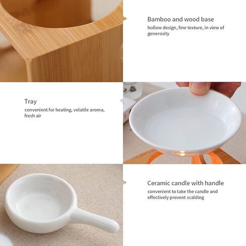Wooden Essential Oil Burner, Aromatherapy Burner Oil Warmer Diffuser, WaxMelt Warmer with Tealight Candle Holder for Holiday Home Birthday Wedding Valentine Decoration in Saudi Arabia