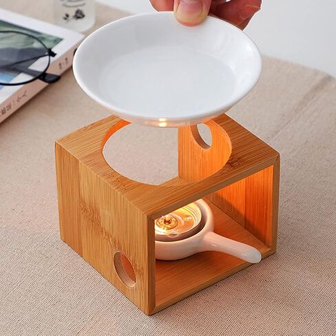 Wooden Essential Oil Burner, Aromatherapy Burner Oil Warmer Diffuser, WaxMelt Warmer with Tealight Candle Holder for Holiday Home Birthday Wedding Valentine Decoration in Saudi Arabia