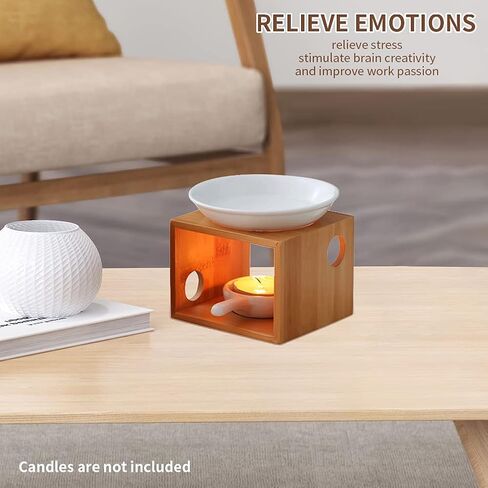 Wooden Essential Oil Burner, Aromatherapy Burner Oil Warmer Diffuser, WaxMelt Warmer with Tealight Candle Holder for Holiday Home Birthday Wedding Valentine Decoration in Saudi Arabia