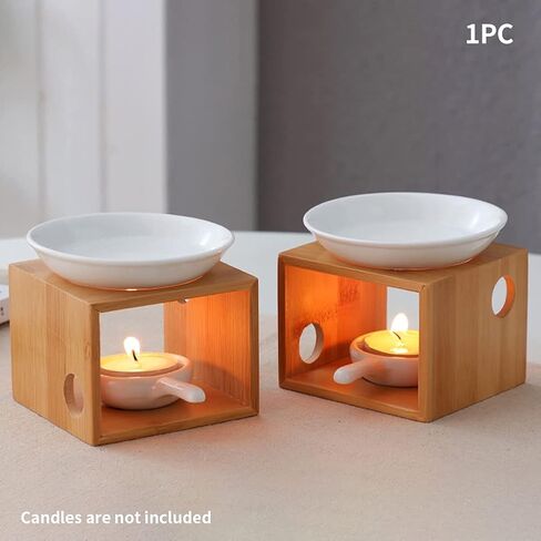 Wooden Essential Oil Burner, Aromatherapy Burner Oil Warmer Diffuser, WaxMelt Warmer with Tealight Candle Holder for Holiday Home Birthday Wedding Valentine Decoration in Saudi Arabia