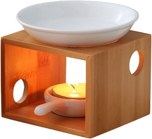 Wooden Essential Oil Burner, Aromatherapy Burner Oil Warmer Diffuser, WaxMelt Warmer with Tealight Candle Holder for Holiday Home Birthday Wedding Valentine Decoration in Saudi Arabia