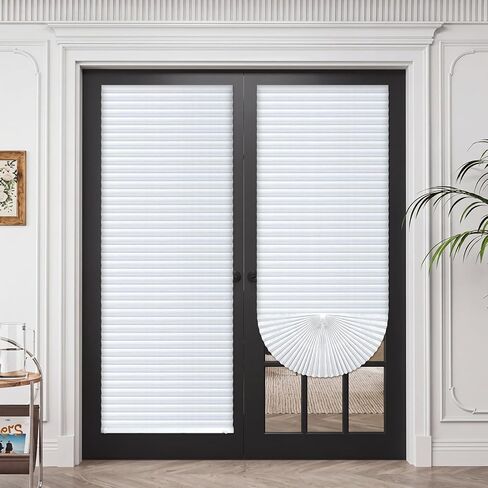 Leinuosen 2 Pcs 35''w x 83'' French Door Paper Shade Magnetic Temporary Blinds No Tools Privacy Paper Shade Blackout Blinds for Window Sliding Door Light Filtering in Kuwait