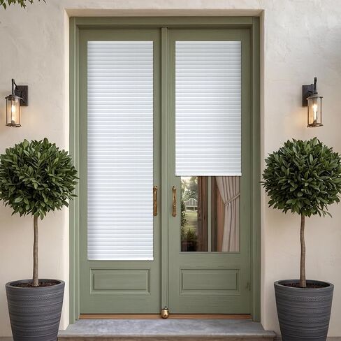Leinuosen 2 Pcs 35''w x 83'' French Door Paper Shade Magnetic Temporary Blinds No Tools Privacy Paper Shade Blackout Blinds for Window Sliding Door Light Filtering in Kuwait