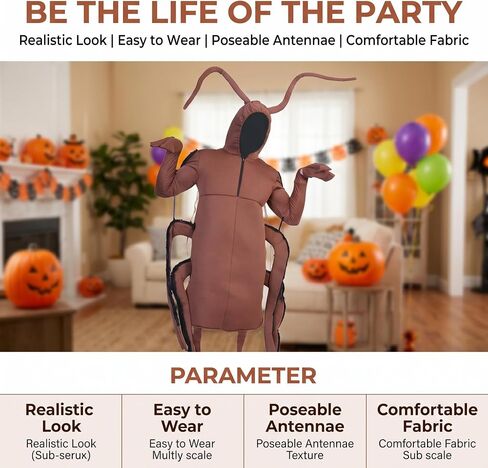 Roach Costume - Adult Piece Design Roach Jumpsuit Funny Halloween Party Cosplay Dress Up Hilarious Practical Joke Gift Jumpsuit for Men & Women in Saudi Arabia