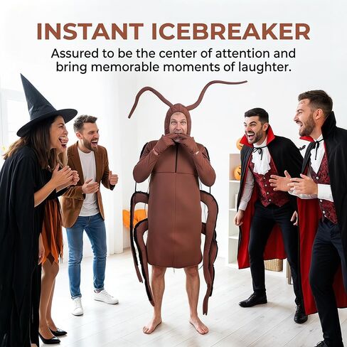 Roach Costume - Adult Piece Design Roach Jumpsuit Funny Halloween Party Cosplay Dress Up Hilarious Practical Joke Gift Jumpsuit for Men & Women in Saudi Arabia