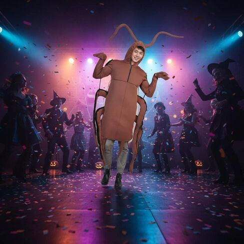 Roach Costume - Adult Piece Design Roach Jumpsuit Funny Halloween Party Cosplay Dress Up Hilarious Practical Joke Gift Jumpsuit for Men & Women in Saudi Arabia