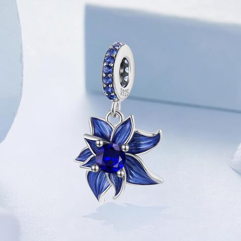 Blue Lotus Pendant 925 Sterling Silver Charm, Exquisite Decorative Bead Compatible with Classic Bracelets in Saudi Arabia