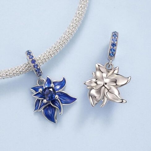 Blue Lotus Pendant 925 Sterling Silver Charm, Exquisite Decorative Bead Compatible with Classic Bracelets in Saudi Arabia