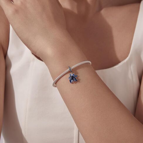 Blue Lotus Pendant 925 Sterling Silver Charm, Exquisite Decorative Bead Compatible with Classic Bracelets in Saudi Arabia