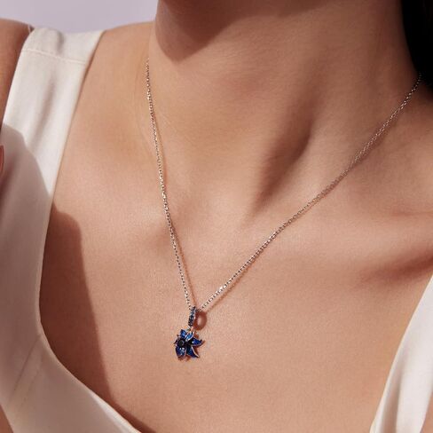 Blue Lotus Pendant 925 Sterling Silver Charm, Exquisite Decorative Bead Compatible with Classic Bracelets in Saudi Arabia