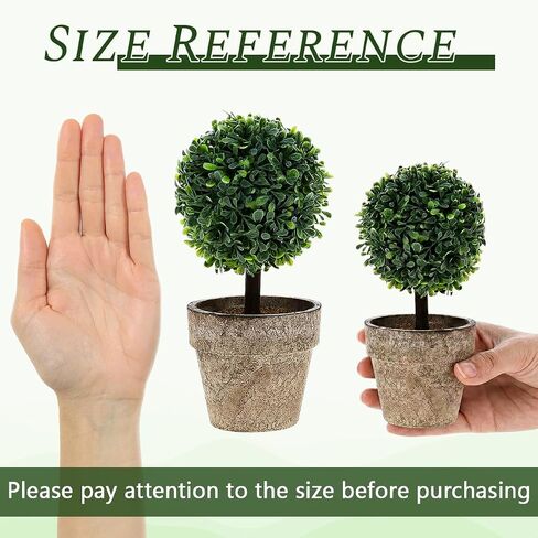 Woration Artificial Green Grass Ball Potted 8.6" Fake Shrubs Double Ball Plant Greenery Decoration Faux Small Tree Home Office Desk Farmhouse Room 2 Pcs in Kuwait