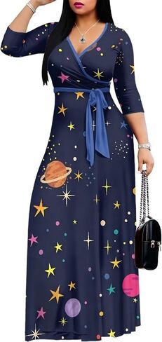 250th Anniversary Dresses for Women Casual Flowy Long Sleeve Empire Waist Maxi Party Club Dress with Belt in Saudi Arabia