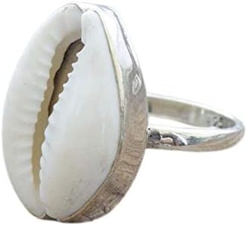cowrie Shell 925 Sterling Silver Ring - Adjustable Boho Beach Summer Gypsy Tribal Handmade Ring in Kuwait