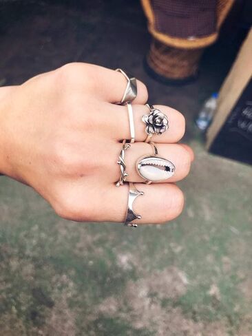 cowrie Shell 925 Sterling Silver Ring - Adjustable Boho Beach Summer Gypsy Tribal Handmade Ring in Kuwait