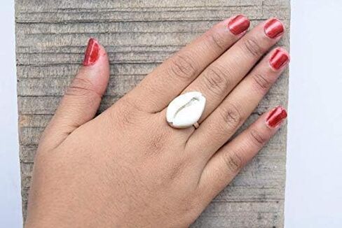 cowrie Shell 925 Sterling Silver Ring - Adjustable Boho Beach Summer Gypsy Tribal Handmade Ring in Kuwait
