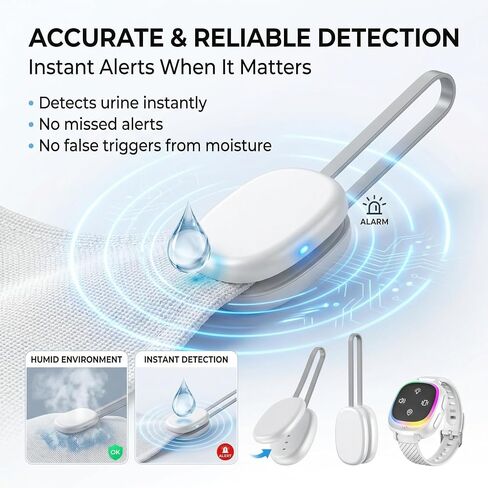 Wireless Bed wetting Alarm for Boys, Girls, Smart Wearable Bedwetting Enuresis Alarm for Kids, Teens & Adults, 3 Alert Modes (Sound, Vibration & Light), Anti-Loss Tracking, 20-Day Standby in Kuwait