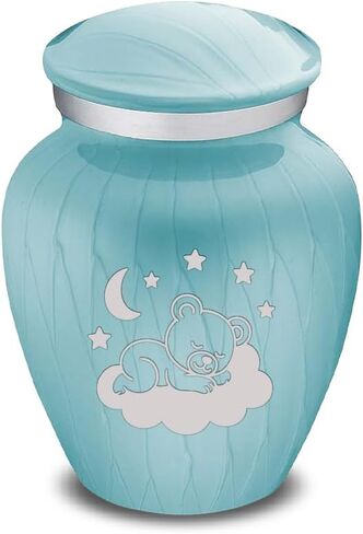 Geturns Embrace Mini Custom Urn for Ashes – Pearl Light Pink Personalized Sleeping Teddy Memorial Keepsake | 3.5 lbs in Saudi Arabia