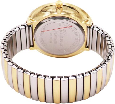Rosemarie Collections Women's Extra Large 1.75 Inch Round Face Geneva Stretch Band Watch Unisex (Extra Large Face/Two Tone) in Kuwait