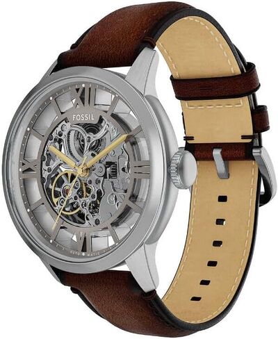 Fossil Watch for Men Townsman, 48mm case Size, Mechanical Automatic Movement, Leather Strap in Kuwait