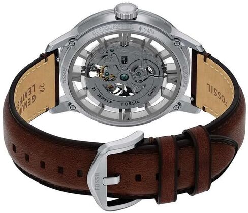 Fossil Watch for Men Townsman, 48mm case Size, Mechanical Automatic Movement, Leather Strap in Kuwait