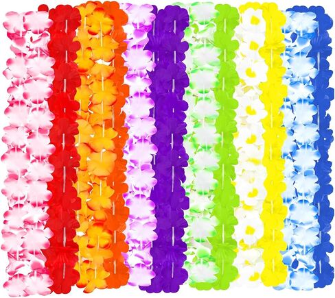 12 PCS Hawaiian Leis Party Decorations, Colorful Tropical Flower Necklaces for Luau Party, Beach Theme, Birthday, Summer Party Supplies in Saudi Arabia