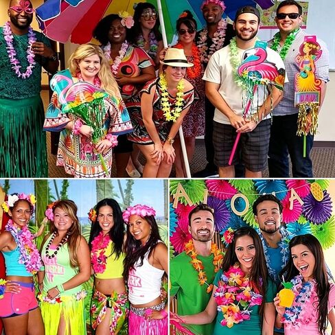 12 PCS Hawaiian Leis Party Decorations, Colorful Tropical Flower Necklaces for Luau Party, Beach Theme, Birthday, Summer Party Supplies in Saudi Arabia