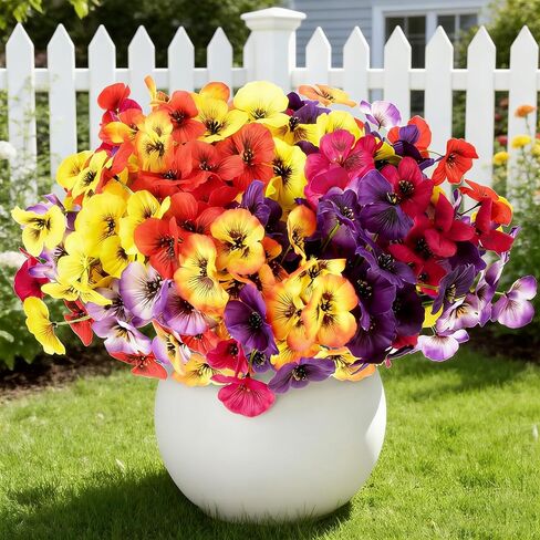 ZAIYW 18 Bundles Artificial Flowers Outdoor Fake Flowers Pansies Faux Artificial Plants for Planter Porch Yard Home Decor (Mixed Color) in Saudi Arabia
