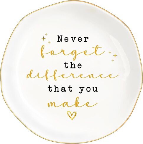 Never Forget the Difference You Make Jewelry Dish – Teachers Day Birthday Nurse Week Teacher Appreciation Gifts for Women Employee Coworkers Boss Lady, Retirement Gift, Thank You Gift for Woman in Saudi Arabia