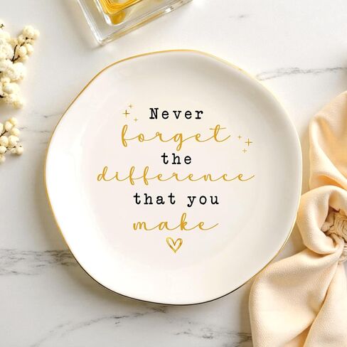 Never Forget the Difference You Make Jewelry Dish – Teachers Day Birthday Nurse Week Teacher Appreciation Gifts for Women Employee Coworkers Boss Lady, Retirement Gift, Thank You Gift for Woman in Saudi Arabia