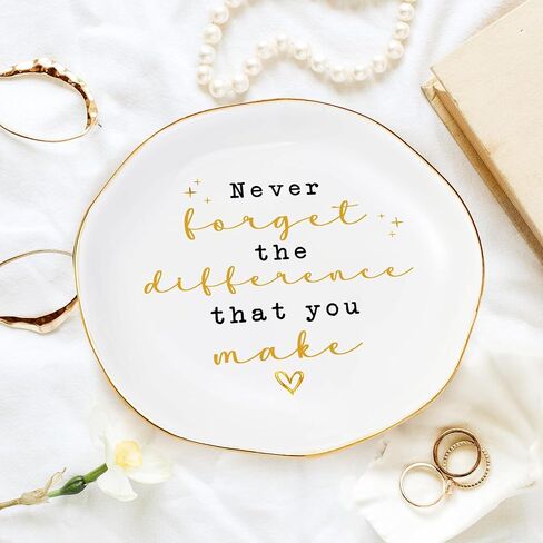 Never Forget the Difference You Make Jewelry Dish – Teachers Day Birthday Nurse Week Teacher Appreciation Gifts for Women Employee Coworkers Boss Lady, Retirement Gift, Thank You Gift for Woman in Saudi Arabia