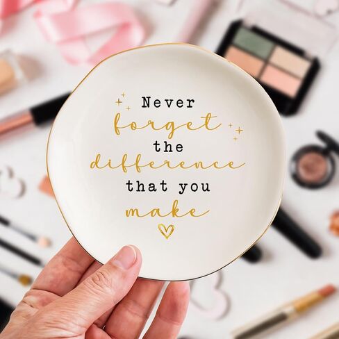 Never Forget the Difference You Make Jewelry Dish – Teachers Day Birthday Nurse Week Teacher Appreciation Gifts for Women Employee Coworkers Boss Lady, Retirement Gift, Thank You Gift for Woman in Saudi Arabia