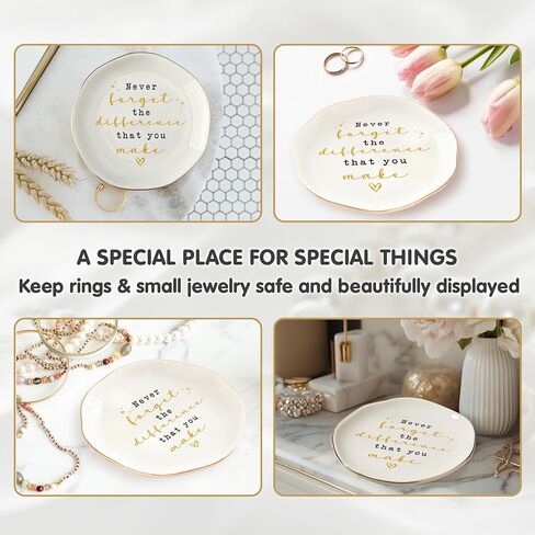 Never Forget the Difference You Make Jewelry Dish – Teachers Day Birthday Nurse Week Teacher Appreciation Gifts for Women Employee Coworkers Boss Lady, Retirement Gift, Thank You Gift for Woman in Saudi Arabia
