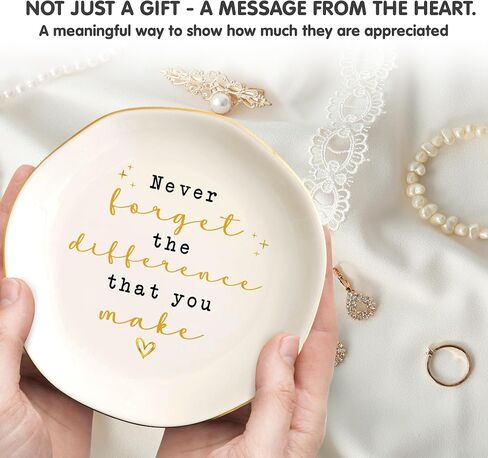 Never Forget the Difference You Make Jewelry Dish – Teachers Day Birthday Nurse Week Teacher Appreciation Gifts for Women Employee Coworkers Boss Lady, Retirement Gift, Thank You Gift for Woman in Saudi Arabia