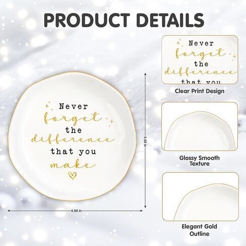 Never Forget the Difference You Make Jewelry Dish – Teachers Day Birthday Nurse Week Teacher Appreciation Gifts for Women Employee Coworkers Boss Lady, Retirement Gift, Thank You Gift for Woman in Saudi Arabia