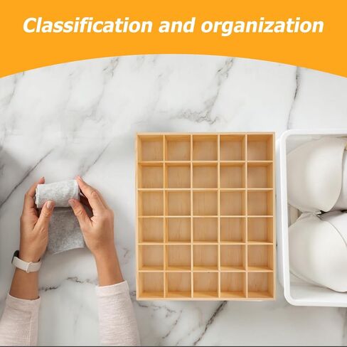 Zerodeko Stackable Jewelry Organizer Tray with 30 Compartments Wooden Storage Box for Earrings Necklaces Bracelets and Keys Drawer Organizer for Home and Closet in Saudi Arabia