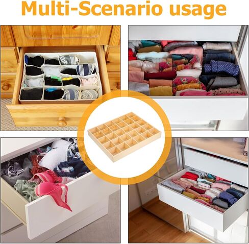 Zerodeko Stackable Jewelry Organizer Tray with 30 Compartments Wooden Storage Box for Earrings Necklaces Bracelets and Keys Drawer Organizer for Home and Closet in Saudi Arabia
