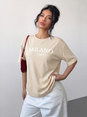 Oversized Tshirts for Women Loose Fit Crew Neck Summer Graphic Baggy Tops Running Beach T Shirts in Kuwait