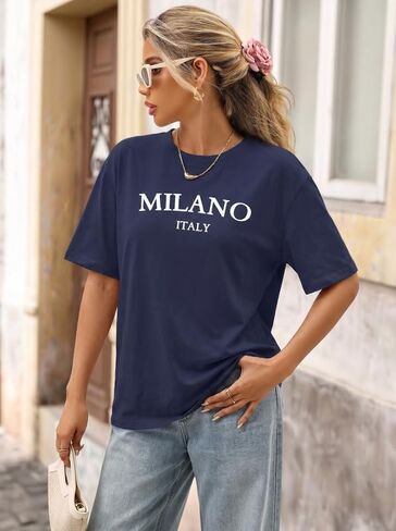 Oversized Tshirts for Women Loose Fit Crew Neck Summer Graphic Baggy Tops Running Beach T Shirts in Kuwait