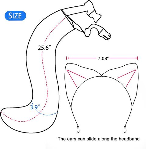 QinRuan Faux Fur Cat ears and Tail & Bell Collar Set Anime Cosplay Party Costume Accessories in Saudi Arabia