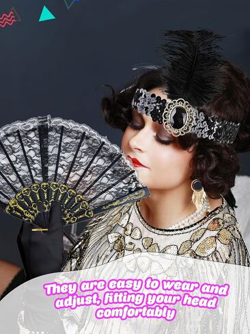 12 Pcs 1920s Flapper Accessories for Women Roaring 20s Headpiece Shawl Necklace Earring Bag for 1920s Masquerade Party Costume Accessories in Kuwait