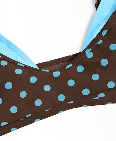 ZAFUL Women's Polka Dot Bikini Set Double Layer Halter Swimsuit Colorblock Side Tie 2 Piece Bathing Suit in Kuwait